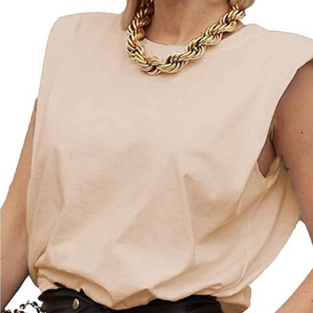 Sleeveless Shoulder Padded Tee